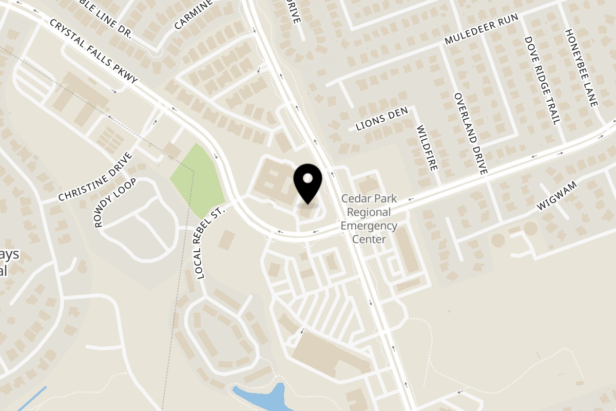 Map showing the location of Sky Asian Fusion on 1825 Crystal Falls Pkwy #100 in Leander